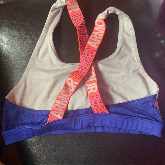 Under Armour grey blue logo sports bra Sz S - Picture 5 of 5